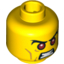 Набор LEGO Minifig Head Red Eyes with Black Bushy Eyebrows and Open Angry Mouth Print [Blocked Open Stud], Желтый