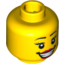 Набор LEGO Minifig Head Female with Large Red Lips, Open Mouth Smile with Teeth, Dark Brown Eyebrows,Thin Eyelashes and White Pupils Print (Bride) [Blocked Open Stud], Желтый