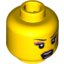 Набор LEGO Minifig Head Female with Dark Pink Lips, Eyeshadow and Lightning Bolt, Open Mouth Print [Blocked Open Stud], Желтый