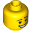 Набор LEGO Minifig Head Black Eyebrows, Open Smile, White Pupils Print [Blocked Open Stud], Желтый
