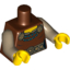 Набор LEGO Torso Female Dress with Gold Belt, Shoulder Straps and Medium Azure Necklace Print / Dark Tan Arms / Yellow Hands, Красно-коричневый
