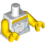 Набор LEGO Torso Wedding Dress Robe with Silver Trim Print / Yellow Arms / Yellow Hands, Белый