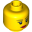 Набор LEGO Minifig Head Female with Black Thin Eyebrows, Eyelashes, White Pupils and Red Lips Smile Print [Blocked Open Stud], Желтый
