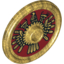 Набор LEGO Minifig Shield Round with Stud and Raised Rim with Dark Red and Black Aztec Quetzal Print, Pearl Gold