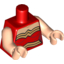 Набор LEGO Torso Halter Top with Gold Trim and Belt Print (Wonder Woman) / Light Flesh Arms / Light Flesh Hands, Красный