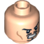 Набор LEGO Minifig Head Dual Sided Moustache, Goatee and Cheek Lines, Determined / Angry Print [Hollow Stud], Light Flesh