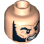 Набор LEGO Minifig Head Dual Sided Bushy Black Eyebrows and Long Thick Sideburns, Frown / Angry Print [Hollow Stud], Light Flesh