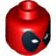 Набор LEGO Minifig Head Male [Deadpool] Mask Black with White Eyeholes Print [Hollow Stud], Красный