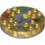 Набор LEGO Turntable 6 x 6 Round Pearl Dark Gray Base Serrated with Pearl Gold Top with Blue, Red and Silver Print (Ninjago Spinner), Pearl Gold
