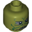Набор LEGO Minifig Head Kithaba Green Facial Lines Print [Hollow Stud], Оливковый
