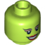 Набор LEGO Minifig Head Dual Sided Alien Female Black Arched Eyebrows, Eyelashes, Red Lips, Smile / Scared Print [Oola 9516] [Hollow Stud], Лайм