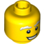 Набор LEGO Minifig Head Male White and Gray Bushy Eyebrows, Open Mouth Smile Print [Blocked Open Stud], Желтый
