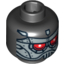 Набор LEGO Minifig Head Alien with Robot Silver with Red Eyes Print [col08-1] [Blocked Open Stud], Черный