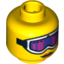 Набор LEGO Minifig Head Female Glasses with White Ski Goggles with Pink and Purple Glass, Strap and Red Lips Print [Blocked Open Stud], Желтый