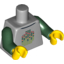 Набор LEGO Torso Stylized Digital Minifig Head Print / Dark Green Arms / Yellow Hands, Светлый сине-серый