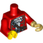 Набор LEGO Torso Pirate Captain with White Ruffled Shirt, Brown Belt and Shoulder Strap Print / Red Arms / Yellow Hand Right / Pearl Gold Hook Left, Красный