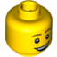 Набор LEGO Minifig Head Male Brown Eyebrows, Eyelashes, Open Lopsided Smile and Teeth Print [Blocked Open Stud], Желтый