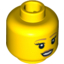Набор LEGO Minifig Head Female with Brown Eyebrows, Eyelashes, Brown Lips, Open Smile Print [Blocked Open Stud], Желтый