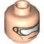 Набор LEGO Minifig Head Dual Sided with Gold and White Goggles and Cheek Lines, Mouth Closed / Bared Teeth Print [Hollow Stud], Light Flesh