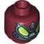 Набор LEGO Minifig Head Alien with Large Lime Eyes and Metal Jaw Print [Hollow Stud], Темно-красный