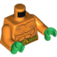 Набор LEGO Torso Bare Chest with Muscles Outline, Scales and Belt on Front and Back Print / Orange Arms / Green Hands, Оранжевый