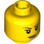 Набор LEGO Minifig Head Female with Dark Orange Eyebrows, Eyelashes, Dark Tan Lips and Smile Print [Blocked Open Stud], Желтый