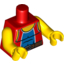 Набор LEGO Torso Tank Top with Blue Center Panel and Black Belt Print / Yellow Arms / Yellow Hands, Красный