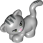 Набор LEGO Cat Standing, Looking Left with Light Green Eyes, Dark Pink Nose and Mouth and Dark Bluish Gray Stripes Print, Светлый сине-серый