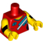 Набор LEGO Torso V-Neck Female with 3 Blue and White Stripes and Blue '49' Print / Yellow Arms with Elbow Pads / Yellow Hands, Красный
