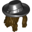 Набор LEGO Minifig Hair Long Wavy with Black Hat with Buckle Print, Темно-коричневый