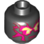 Набор LEGO Minifig Head Male with Red Energy Print (NRG Cole) [Hollow Stud], Черный