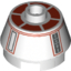 Набор LEGO Brick Round 2 x 2 Truncated Cone with Black and Red SW R5-D8 Print, Белый