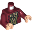 Набор LEGO Torso Jacket with Buttons, Olive Vest and Ascot Tie Print / Dark Red Arms / Light Flesh Hands, Темно-красный