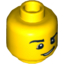 Набор LEGO Minifig Head Male - Black Eyebrows and Lopsided Grin Print [Hollow Stud], Желтый