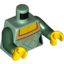 Набор LEGO Torso Female Corset with Gold Trimmed Front and Rectangular Neckline Print / Dark Green Arms / Yellow Hands, Sand Green