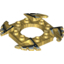 Набор LEGO Ring 4 x 4 with 2 x 2 Hole and 4 Serrated Ends with Black and Silver Print (Ninjago Spinner Crown), Pearl Gold