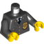 Набор LEGO Torso Police Jacket with Pocket, Gold Badge and Blue Tie Print / Black Arms / Yellow Hands, Черный