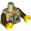 Набор LEGO Torso Dino Jacket with Strap Collar, Zipper, Phone and GPS Print / Dark Brown Arms / Yellow Hands, Tan