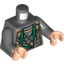 Набор LEGO Torso Suit with Dark Green Lapels, Silver and Gold Highlights Print / Dark Bluish Gray Arms / Light Flesh Hands, Темный сине-серый
