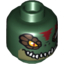 Набор LEGO Minifig Head Dual Sided Chima Crocodile with Dark Brown Eye Scales, White Teeth and Red Scar, Wide Eye / Narrow Eye Print [Hollow Stud], Темно-зеленый