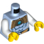 Набор LEGO Torso - Muscles Outline and Gold Chi Armour Print / White Arms / Yellow Hands, Bright Light Blue