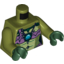 Набор LEGO Torso Crocodile Skin with Medium Lavender Tube Top and Necklace with Blue Round Jewel (Chi) Print / Olive Green Arms / Dark Green Hands, Оливковый