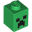 Набор LEGO Brick  1 x  1 with Minecraft Micro Mob Creeper Face Print, Зеленый
