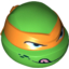 Набор LEGO Minifig Head Modified - Ninja Turtle Michaelangelo with Orange Mask and Tongue Out Print, Ярко-зеленый