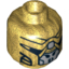 Набор LEGO Minifig Head Alien with Black and White Print Print [Hollow Stud], Pearl Gold