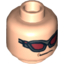 Набор LEGO Minifig Head Dual Sided Dark Red Sunglasses / Brown Eyebrows, Determined Print [Hollow Stud], Light Flesh