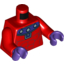Набор LEGO Torso Muscles Outline with Dark Purple and Silver Collar Print / Red Arms / Dark Purple Hands, Красный