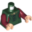 Набор LEGO Torso LotR Shirt with Laces and Metallic Gold Collar Print / Dark Red Arms / Light Flesh Hands, Темно-зеленый
