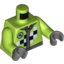Набор LEGO Torso Mechanic Race Jacket with Wrench and Black and White Checkered Print / Lime Arms / Dark Bluish Gray Hands, Лайм