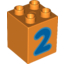 Набор LEGO Duplo Brick 2 x 2 x 2 with Number 2 Blue Print, Оранжевый